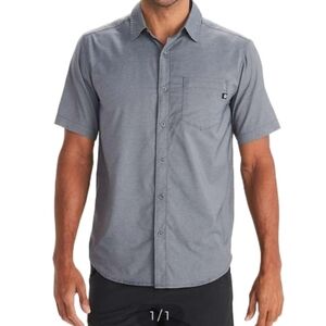 Marmot   Men's L   Short Sleeve  Casual   Button-Down   Shirt   Gray